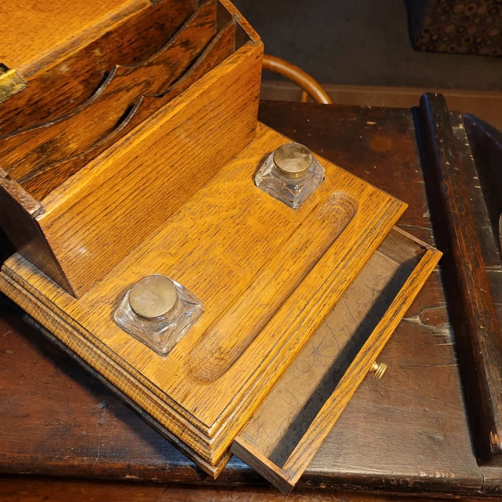 Antique Wooden Desk Set - Picture 13 of 14